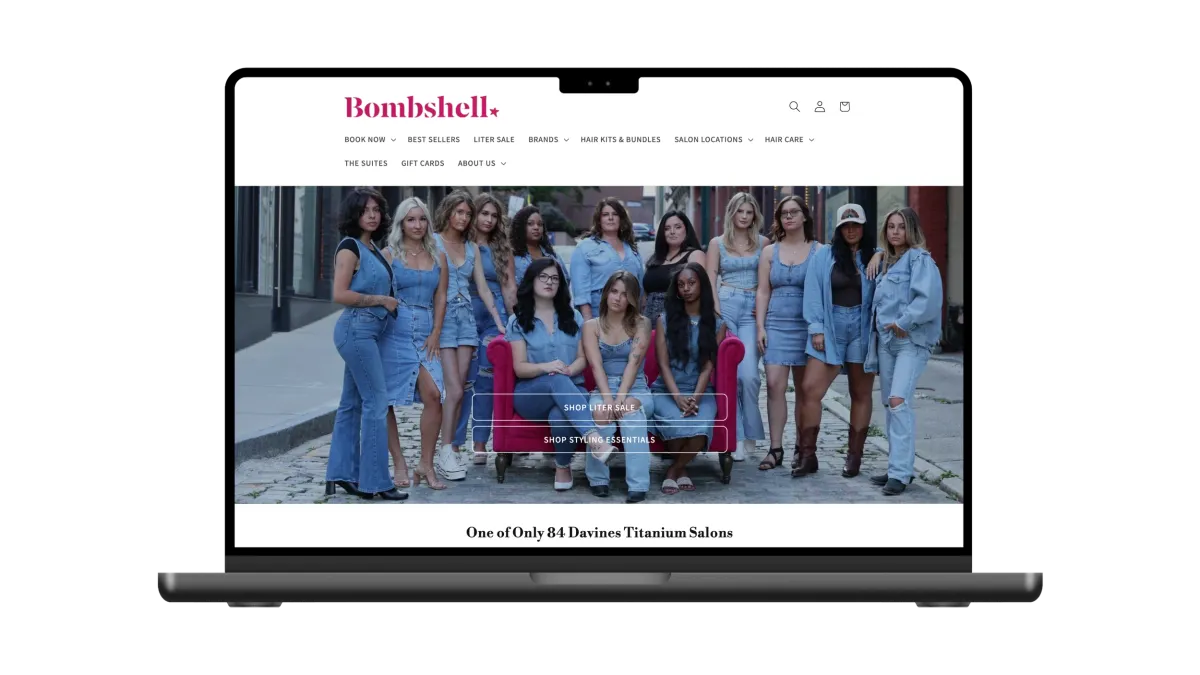 Bombshell Hair Studio ecommerce website