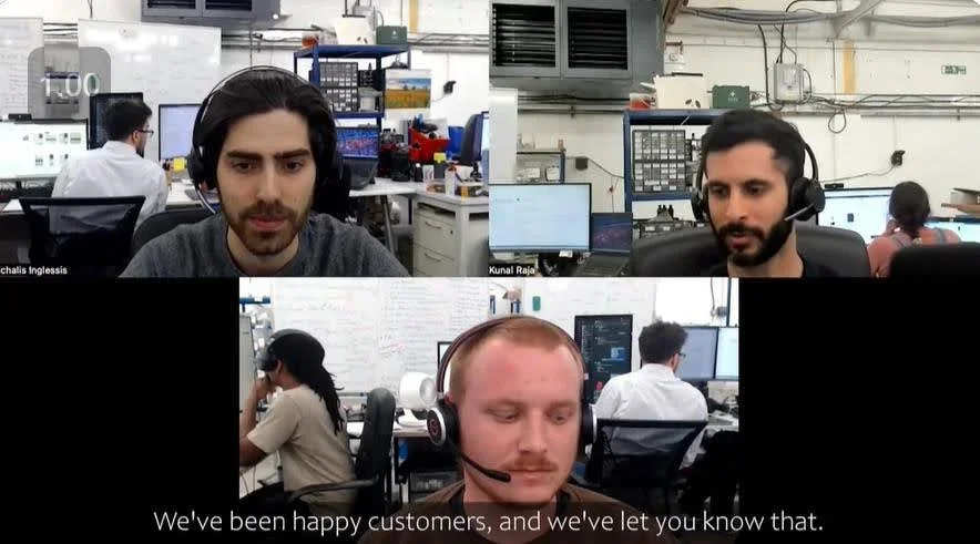 Nikura's Michalis Inglessis and Kunal Raja on a video call with the Big Flare team